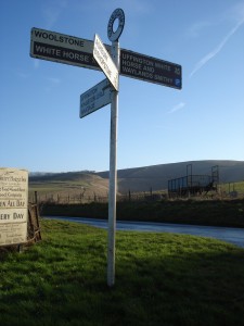 The sign informs us that we are going in the right direction