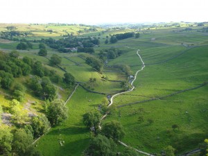 Looking out on top at Malham Cove