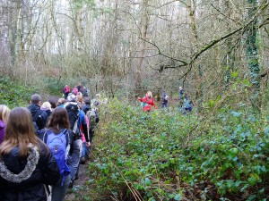 The mud meant the group had to improvise from time to time. Here, to avoid a large muddy puddle 